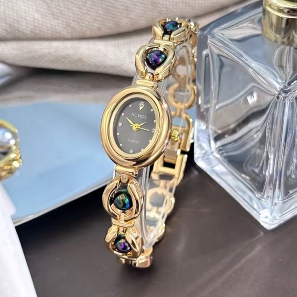 Chic Black Dial Gold Plated Women’s Bracelet Watch main image 6
